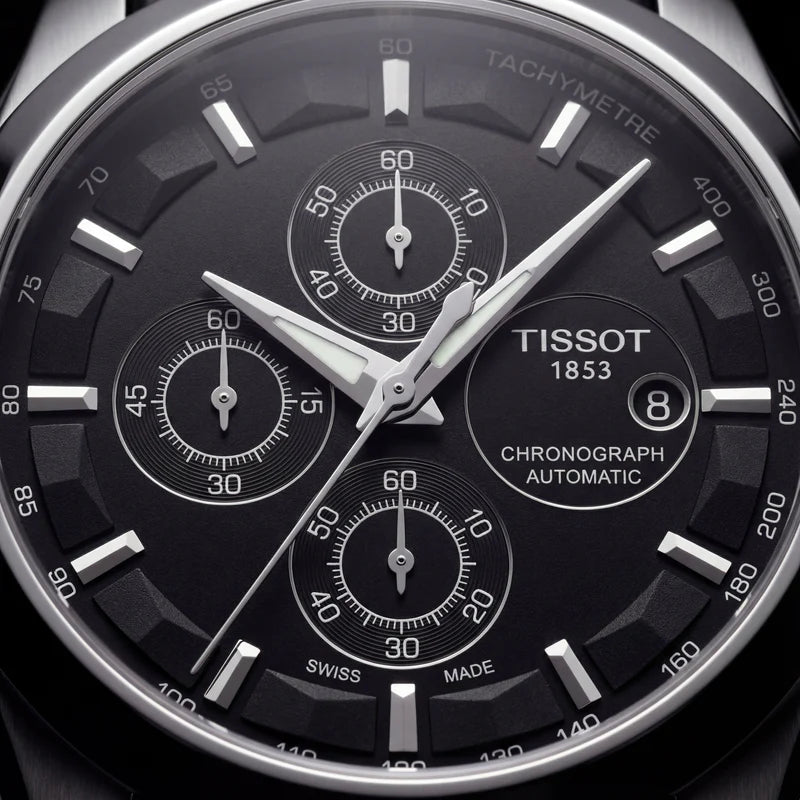 Black Dial Automatic Chronograph Men’s Leather Strap Watch