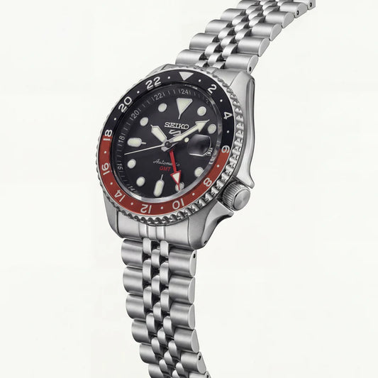 SEIKO Midnight Black Dual-Tone GMT Steel Watch