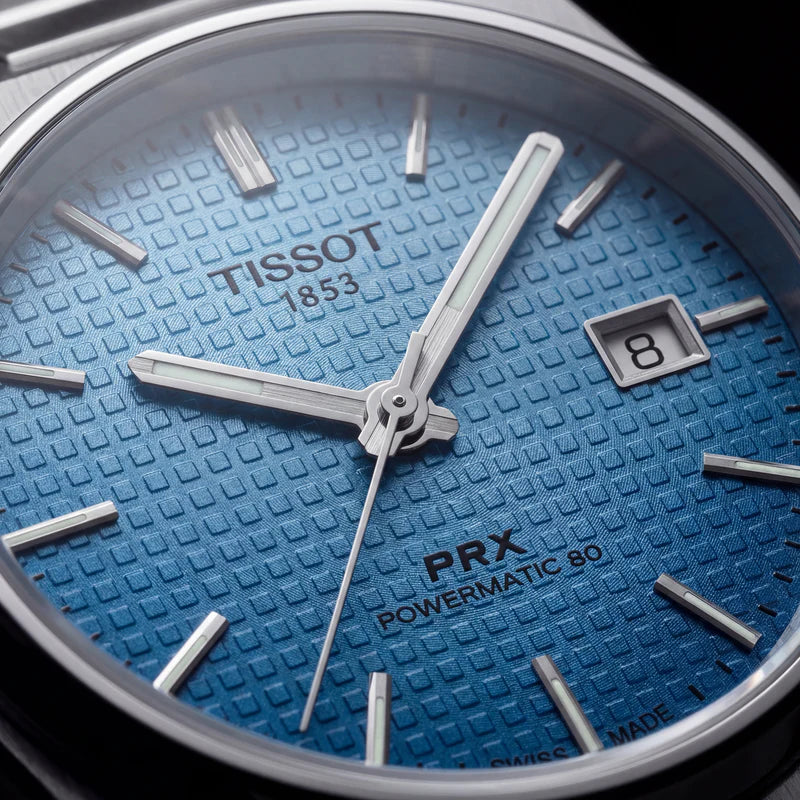 Tissot Steel Blue Textured Dial Integrated Bracelet Luxury Watch – Men
