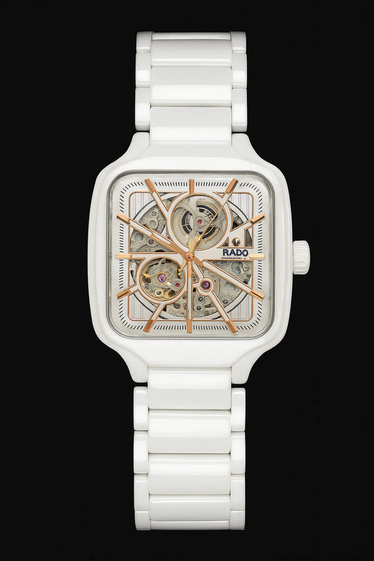 Rado White Dial Ceramic Automatic Open Heart Men's Watch