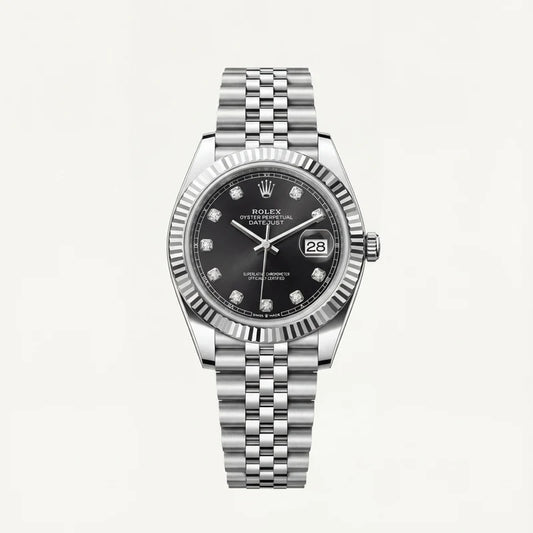 Rolex Onyx Black Diamond Dial Steel Watch