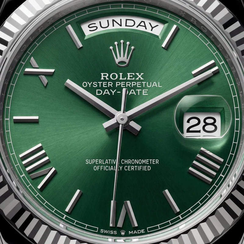 Rolex Emerald Fluted Bezel Steel Watch