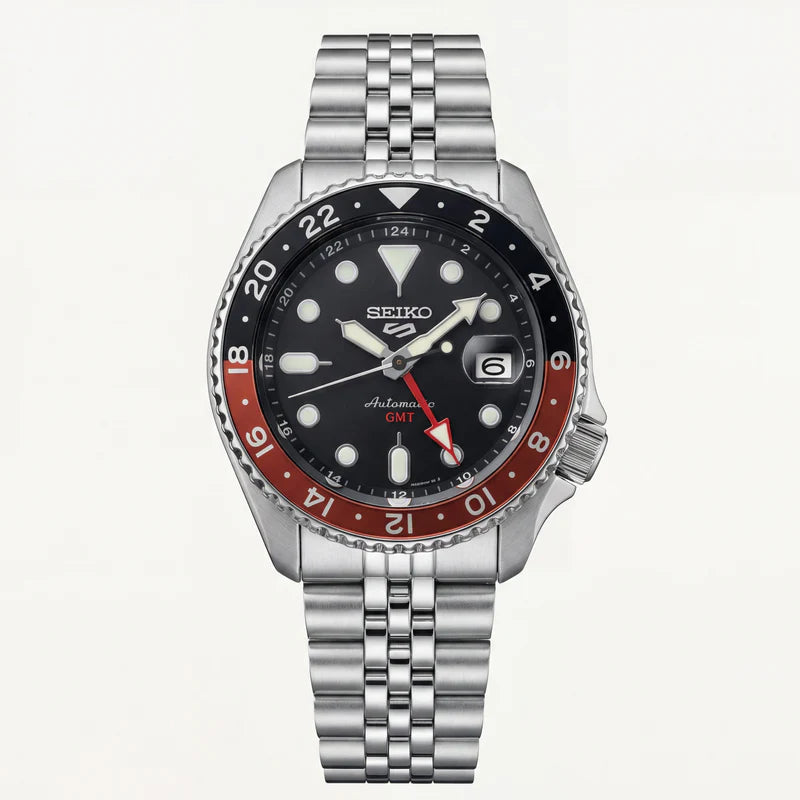 SEIKO Midnight Black Dual-Tone GMT Steel Watch