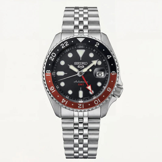 SEIKO Midnight Black Dual-Tone GMT Steel Watch