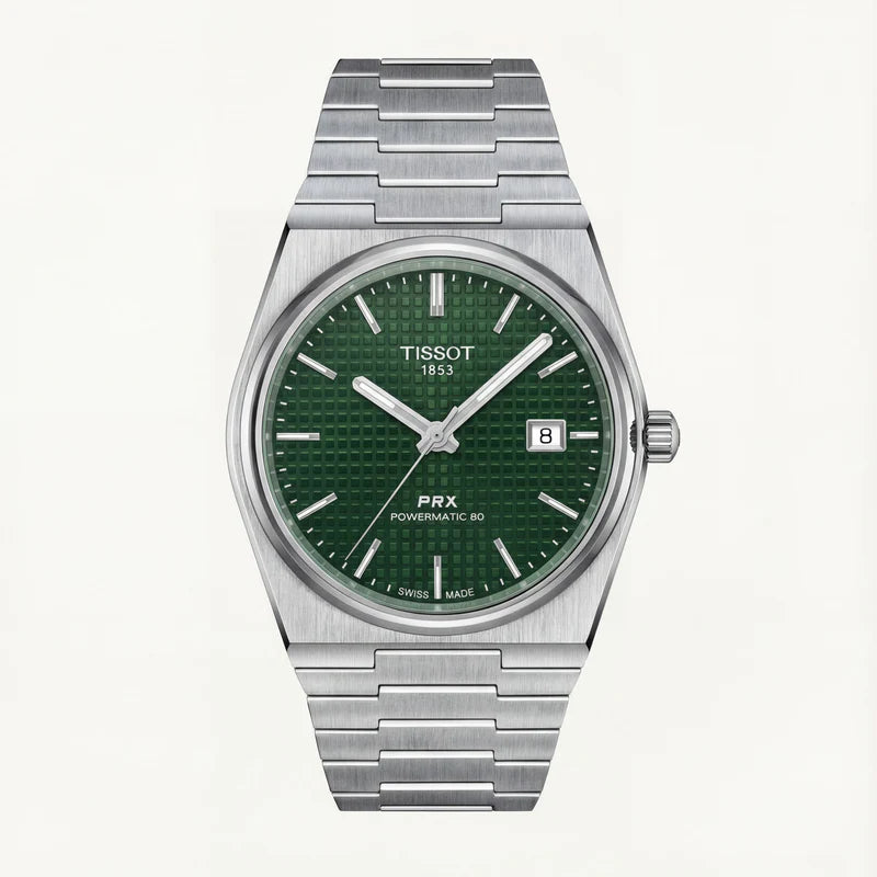 Tissot Centrix Emerald Green Waffle Dial Silver Watch