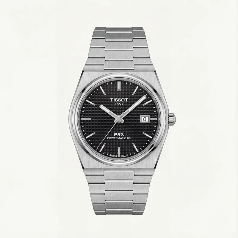 Tissot Centrix Black Waffle Dial Silver Watch