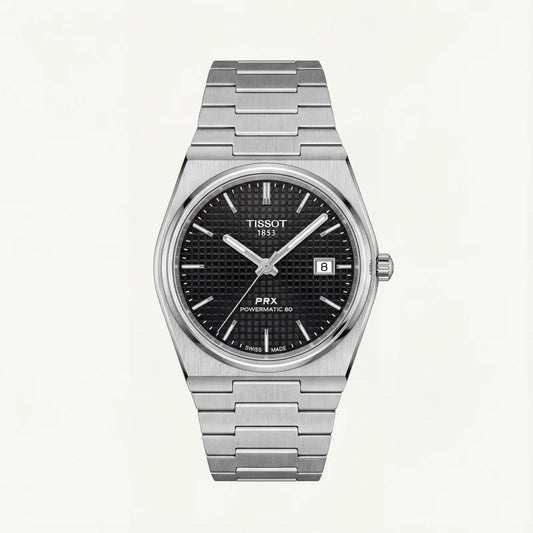 Tissot Centrix Black Waffle Dial Silver Watch
