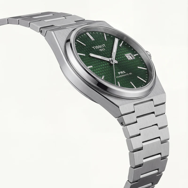 Tissot Centrix Emerald Green Waffle Dial Silver Watch