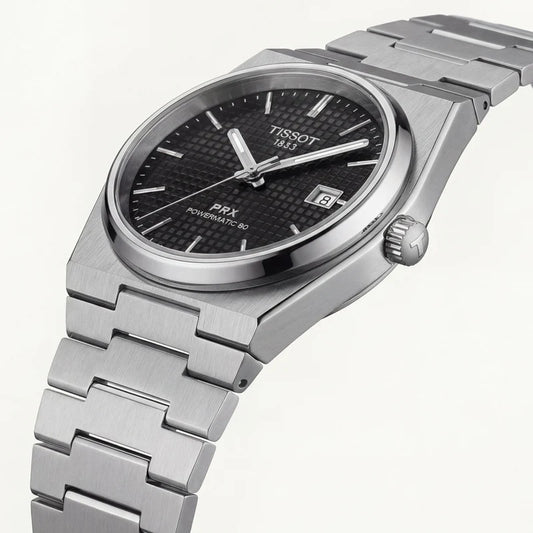 Tissot Centrix Black Waffle Dial Silver Watch