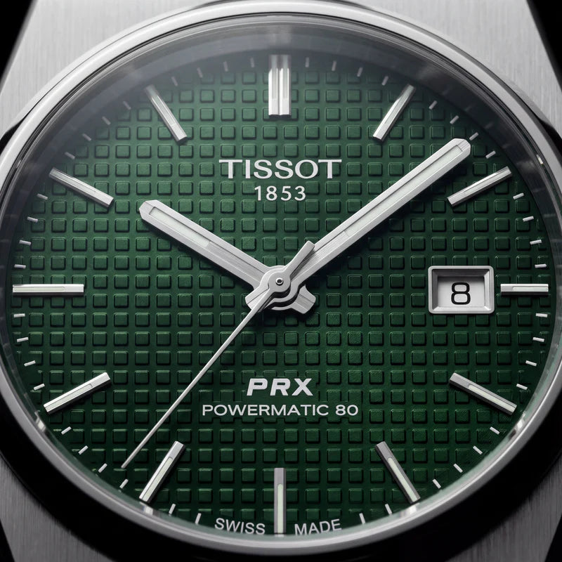 Tissot Centrix Emerald Green Waffle Dial Silver Watch