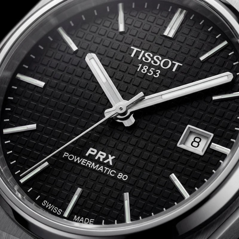 Tissot Centrix Black Waffle Dial Silver Watch