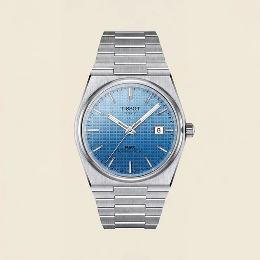 Tissot Steel Blue Textured Dial Integrated Bracelet Luxury Watch – Men
