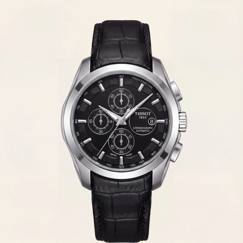 Black Dial Automatic Chronograph Men’s Leather Strap Watch