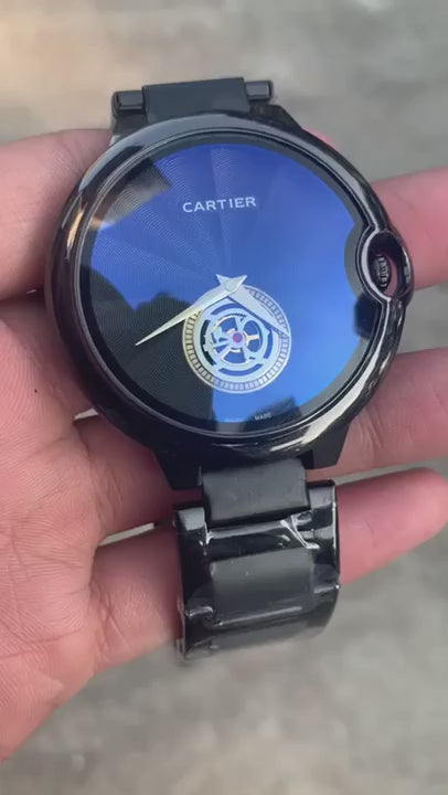 Carti-er Black And Glass Analog Watch For Men